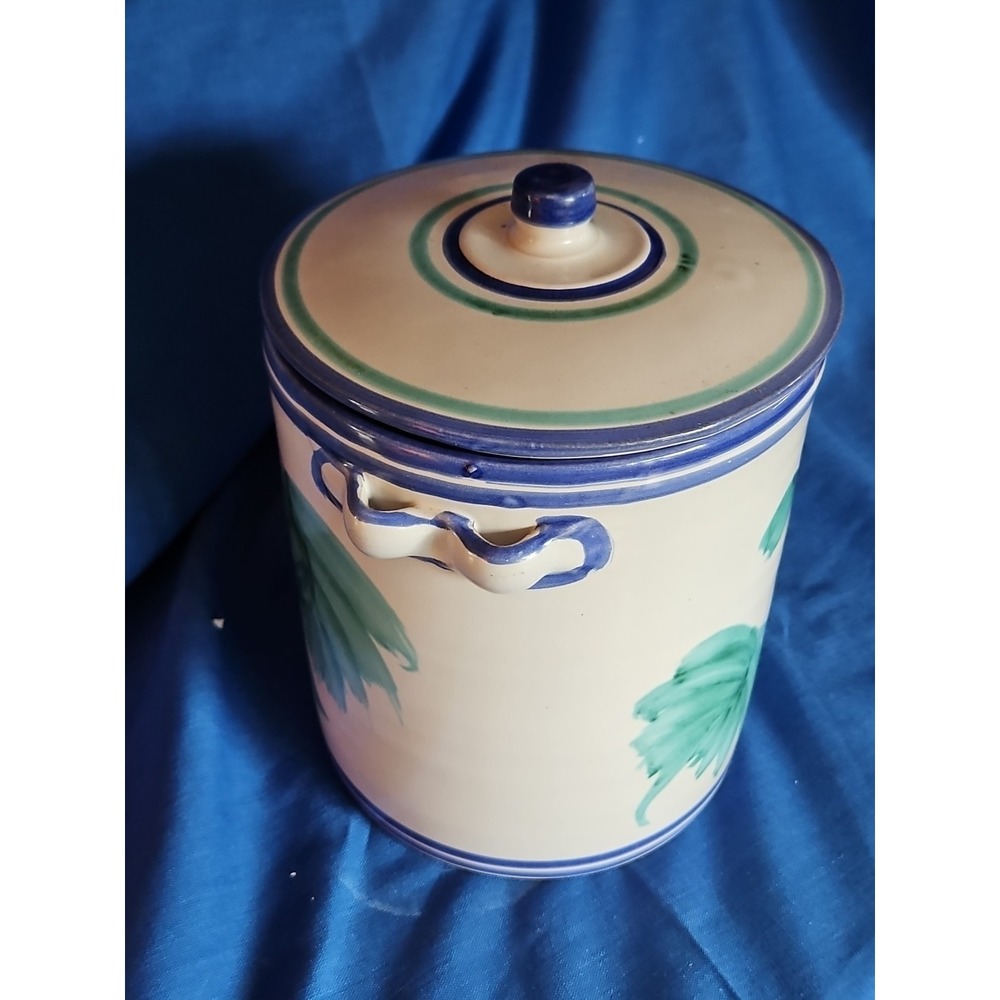 Vietiri Italian Pottery Canister Crock Jar Grapes Hand Painted Vintage 8" - Picture 5 of 9